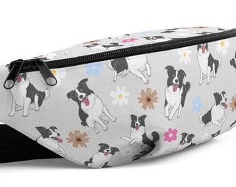 Border Collie Walking Bag / Flowers Dog Fanny Pack / Waist Flowers Belt Bag / Treats Hip Bag / Crossbody Bag / Border Collies Accessory Gift