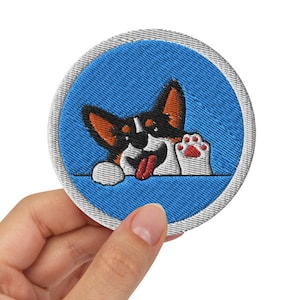 Corgi Embroidered Patch / Tricolor Black Dog / Attachment Options Iron-On, Sew-On, Safety Pin /  Patches For Clothes Bags / 3″ in diameter