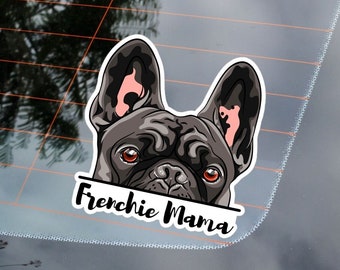 Brindle French Bulldog Mama Car Decal, Frenchie Vinyl Sticker, Auto Window Cling Gift