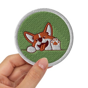 Corgi Embroidered Patch / Kawaii Red Dog / Attachment Options Iron-On, Sew-On, Safety Pin /  Patches For Jeans Clothes Bags / 3″ in diameter