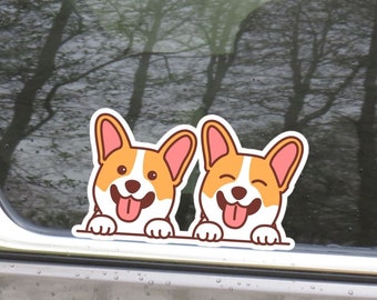 Two Corgies Car Decal: Smiling Cardigan Welsh Corgi Vinyl Sticker