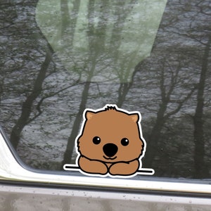 Wombat Car Decal Sticker / Kawaii Peeking Wombat Smiling Vinyl Waterproof Decal Bumper Window Laptop Bottle  /  Outdoor + Indoor