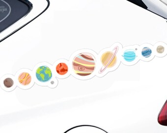 Cartoon Planets Car Decal: Solar System, Galaxy Space Vinyl Sticker
