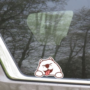 Custom Funny Samoyed Car Decal Sticker / Samoyed On Board / Personalized Dog Name Vinyl Waterproof Removable  / Bumper Window Laptop Bottle