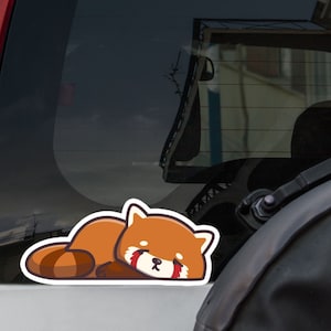 Lazy Red Panda Car Decal Sticker / Bored Kawaii Red Panda Vinyl Waterproof Decal Bumper Window Laptop Water Bottle / Outdoor + Indoor