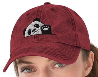 Embroidered Panda Dad Hat / Vintage Style Baseball Cap Hat / For Animal Lovers Gift / Kawaii Panda Cotton Twill Cap
