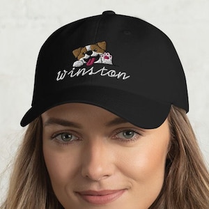 Jack Russell Custom Name Dad Hat / Embroidered Cartoon Kawaii Jack Russell Head Baseball Cap / Personalized Gift for Dog Lovers Girl Boy