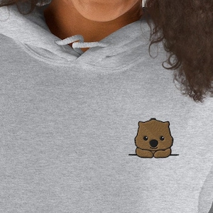 Wombat  Hoodie / Embroidered Peeking Wombat / Kawaii Wombat Gift For Animal Lovers / Women Men Hoodies