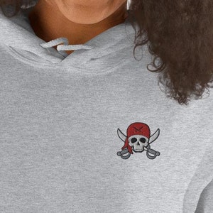 Pirate Scull Hoodie / Embroidered Pirate / Kawaii Cartoon Pirate Scull / Gift For Pirate Lovers / Women Men Hoodie