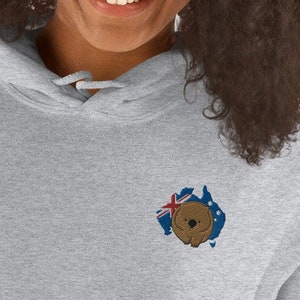 Wombat Hoodie / Embroidered Wombat Australian Flag Map / Kawaii Gift For Animals Lovers / Women Men Hoodies