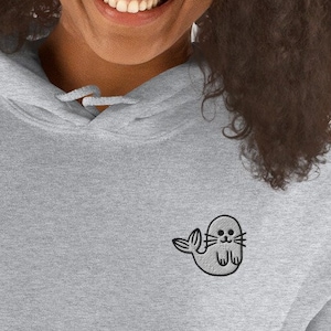 Seal  Hoodie / Embroidered Seal / Kawaii Cute Seal Gift For Sea Animal Lovers / Women Men Hoodies