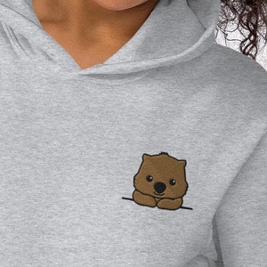 Wombat  Hoodie / Embroidered Peeking Wombat / Kawaii Wombat Gift For Animal Lovers / Women Men Hoodies