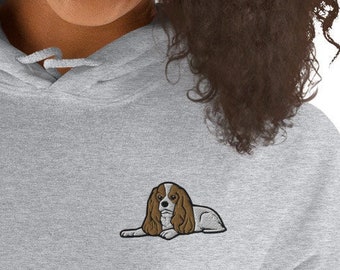 Cavalier King Charles Spaniel Hoodie / Embroidered Silhouette / Embroidery Dog / Gift Husband Wife Mom Dad / Women Men Hoodie