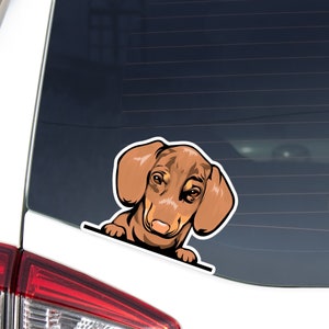 Peeking Dachshund Car Decal Sticker / Brown Red Dachshund Dog Vinyl Waterptroof / Bumper Window Laptop Bottle Outdoor Removable Decal