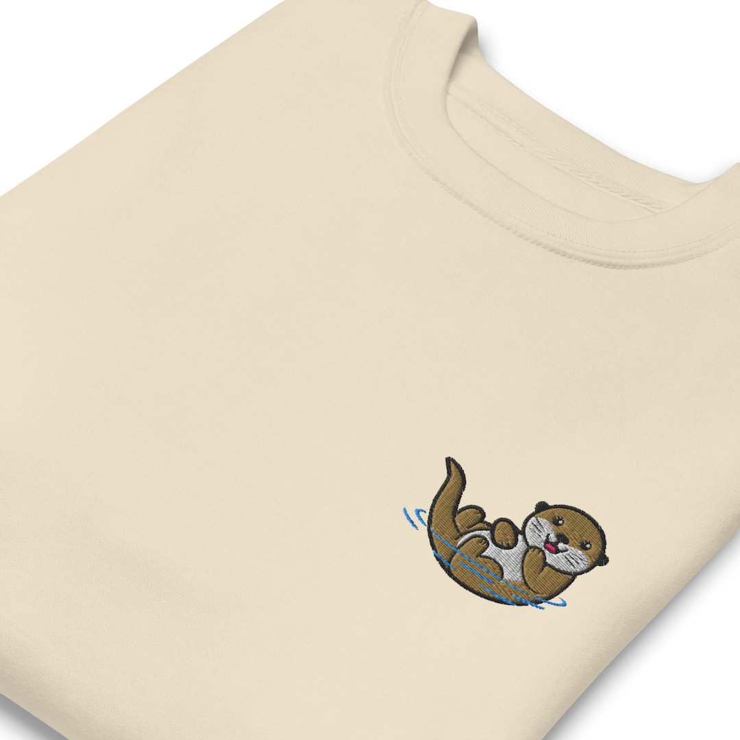 Embroidered Otter Sweatshirt / Embroidery Kawaii Cute Happy Otter ...