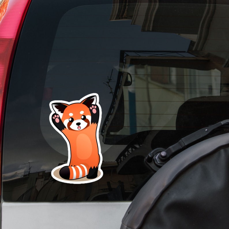 Red Panda Hands up Car Decal / Kawaii Cute Panda Standing Car Etsy