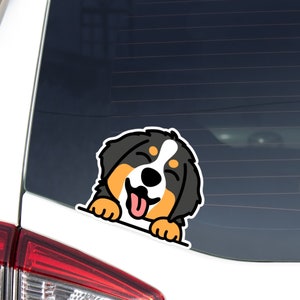 Custom Bernese Mountain Car Decal / Personalized Dog / Peeking Kawaii Smiling Dog Vinyl Waterproof Removable Outdoor / Bumper Window Laptop