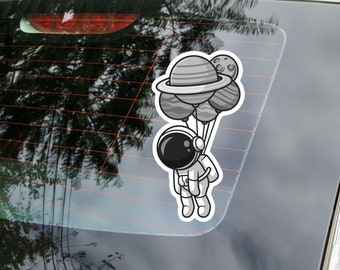 Astronaut Planets Balloon Car Decal - Astronaut Floating Waterproof Sticker