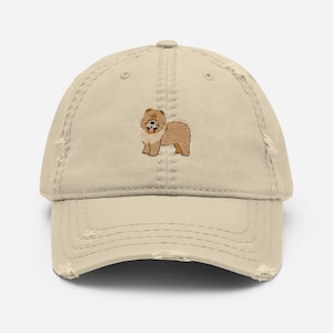 Fawn Chow Chow Dad Hat / Embroidered Chow Chow Distressed Baseball Cap / Gift for Dog Lover, Owner, Mom, Dad / Mama Clothes Outfit