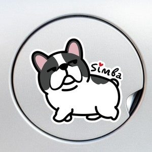 Personalized French Bulldog Car Sticker Decal / Piebald Frenchie Dog Walking Looking Back / Vinyl Waterproof Removable Outdoor/Window Bumper