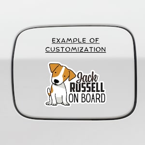 Custom Jack Russell Terrier On Board Car Decal Sticker / Kawaii Dog Vinyl Removable Waterproof Outdoor / Bumper Window Bottle Laptop