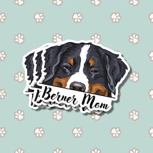Berner Mom Car Sticker Decal One / Black Tricolor Peeking Bernese Mountain Head / Vinyl Waterproof Removable Outdoor / Window Bumper Laptop