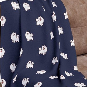 Samoyed Throw Blanket  / Baby Minky / Kids Velveteen Blanket / Cream Soft Silk Fabric / Cartoon Dog Lap Fleece / Mom Gift / New Puppy Gift