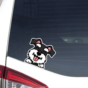 Black&White Miniature Schnauzer Car Decal Sticker / Cute Dog Mini Schnauzer Paws Vinyl Waterproof Bumper Window Laptop / (Outdoor + Indoor)