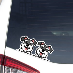 Custom Two Miniature Schnauzer Car Decal Sticker / Personalized Name / Black&White Mini Schnauzer / Vinyl Waterproof Removable Bumper Window