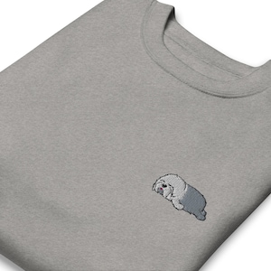 Embroidered Old English Sheepdog Unisex Sweatshirt / Embroidery Lazy Sleeping Sheepdog Sweater / Gift Husband Wife Mom Dad / Women Men Girl