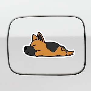 Sleeping German Shepherd Car Decal Sticker / Cartoon Kawaii Puppy Dog Bumper Window Vinyl Waterproof / Laptop Decal (Outdoor + Indoor)