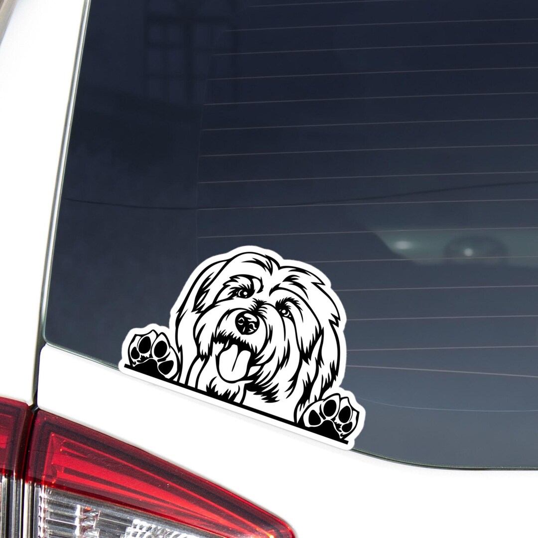 Havapoo Sticker Havanese Car Decal – Peeking Black & White Dog Vinyl Waterproof Sticker ...