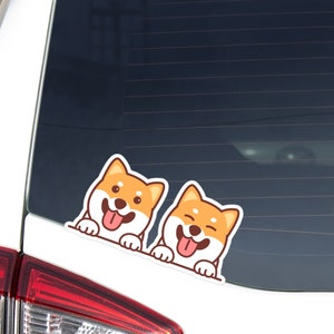 Two Shiba Inu Car Decal Sticker / Red Shiba Smiling Dog Vinyl Waterproof Decal / Car Bumper Window Bottle Laptop (Outdoor + Indoor)