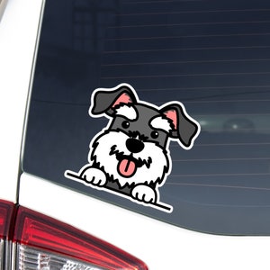 Custom Miniature Schnauzer Car Decal Sticker / Personalized Black&White Mini Schnauzer On Board / Vinyl Waterproof Removable  Bumper Window