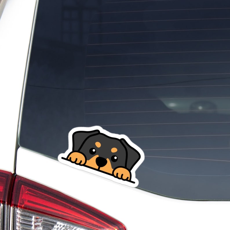 Custom Rottweiler On Board Car Decal Sticker / Rottweiler Mama Peeking Rottie Dog / Vinyl Waterproof Outdoor Removable Bumper Window Laptop image 3