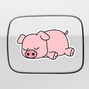 Lazy Pig Sleeping Car Decal Sticker / Kawaii Pig Vinyl Waterproof Decal Bumper Window Laptop Water Bottle (Outdoor + Indoor)