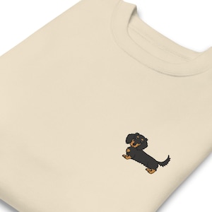 Embroidered Dachshund Sweatshirt / Embroidery Longhaired Black Tan Sausage Dog Sweater / Gift Husband Wife Mom Dad / Women Men Girl Boy