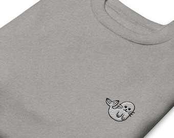 Embroidered Seal Sweatshirt / Cute Seal  Sweater / Kawaii Sea Animal / Gift Husband Wife Mom Dad / Women Men Youth Girl Boy