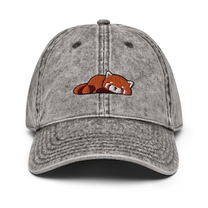 Lazy Red Panda Dad Hat / Red Panda Sleeping Vintage Style Baseball Cap / Animal Lover Gift / Funny Cute Kawaii / Vintage Cotton Twill Cap