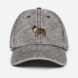 Australian Shepherd Dad Hat / Embroidered Aussie Silhouette Cap / Vintage Style Baseball Cap / Dog Animal Gift / Funny Cute Kawaii Cartoon
