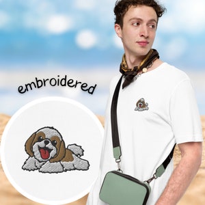Shih Tzu Embroidered T-shirt / Kawaii Cartoon Gold Parti Shih Tzu Tshirt Gift For Dogs Lovers / Women Men Youth Tee