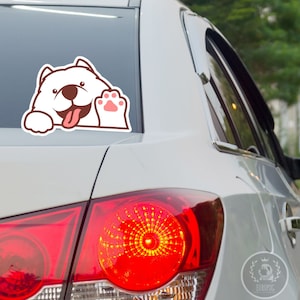 Custom Samoyed On Board  Car Decal Sticker / Peeking Personalized Dog Name / Samoyed Mom / Bumper Window Vinyl Waterproof Removable Outdoor