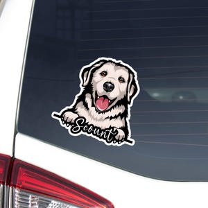 Kuvasz Car Sticker Decal / Peeking Cartoon Hungarian Dog Head Face / Vinyl Waterproof Bumper Window Sticker / Personalized Custom Pet Name
