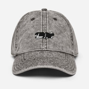 Lazy Border Collie Dad Hat / Cartoon Border Sleeping Vintage Style Baseball Cap / Collie Dog Lover Gift / Funny Cute Kawaii