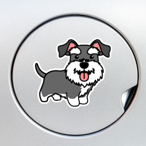 Miniature Schnauzer Car Decal Sticker / Kawaii Black&White Mini Schnauzer Smiling / Vinyl Removable Waterproof Bumper Window Laptop Bottle