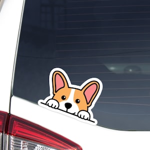 Peeking Welsh Corgi Paw Up Sticker / Pembroke Corgi Looking Out / Vinyl Waterproof Removable Outdoor Car Bumper Windows Laptop Car Decal
