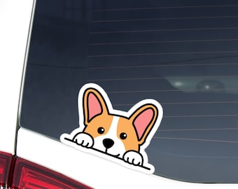 Peeking Welsh Corgi Paw Up Sticker / Pembroke Corgi Looking Out / Vinyl Waterproof Removable Outdoor Car Bumper Windows Laptop Car Decal