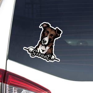 Mountain Cur Car Sticker Decal / Peeking Cartoon Dog Head Face / Vinyl Waterproof Bumper Window Sticker / Personalized Custom Pet Name