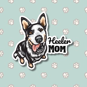 Heeler Mom Car Sticker Decal / Cartoon Australian Cattle Blue Heeler Mottled Dog / Window Bumper Laptop / Vinyl Waterproof Removable Outdoor