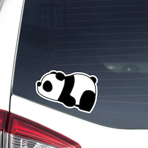 Lazy Panda Bear Car Decal Sticker / Black White Kawaii Cartoon Panda Sleeping Vinyl Waterproof Removable / Bumper Window Laptop Bottle